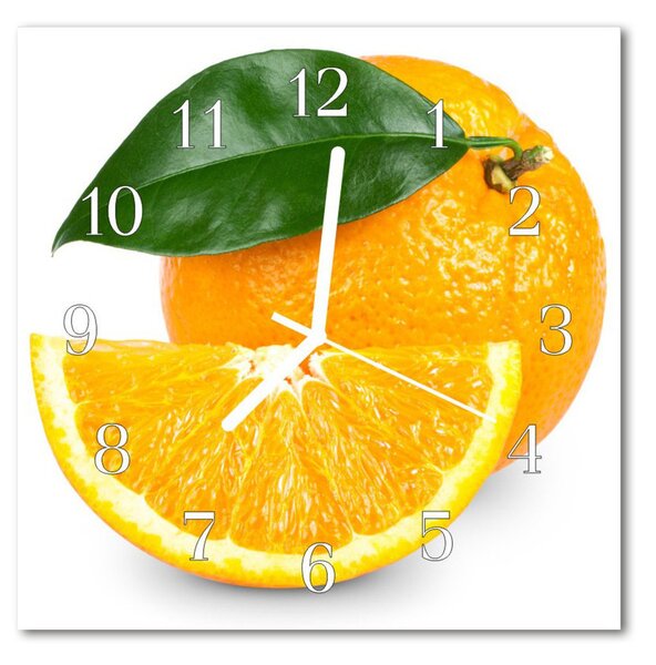 Ceas de perete din sticla pătrat Portocale fructe Orange