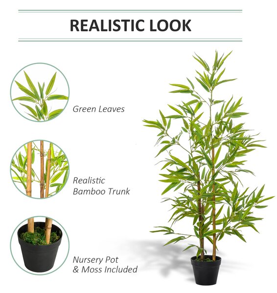 Set 2 Plante de Bambus Artificiale in Ghiveci de 120cm, Decoratiune pentru Casa, Birou, Interior si Exterior Outsunny | Aosom Romania