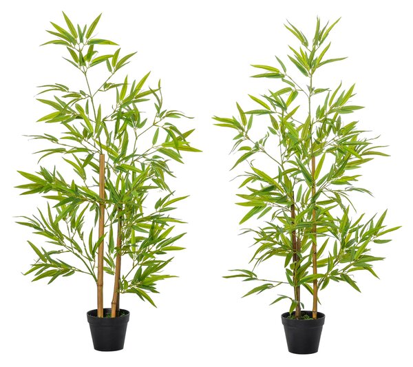 Set 2 Plante de Bambus Artificiale in Ghiveci de 120cm, Decoratiune pentru Casa, Birou, Interior si Exterior Outsunny | Aosom RO