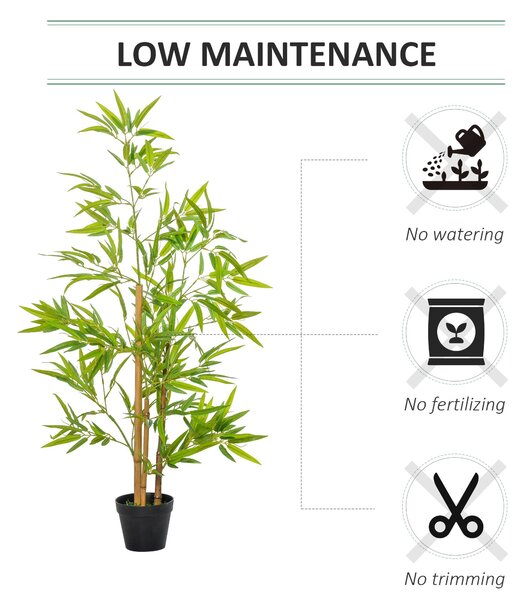 Set 2 Plante de Bambus Artificiale in Ghiveci de 120cm, Decoratiune pentru Casa, Birou, Interior si Exterior Outsunny | Aosom Romania