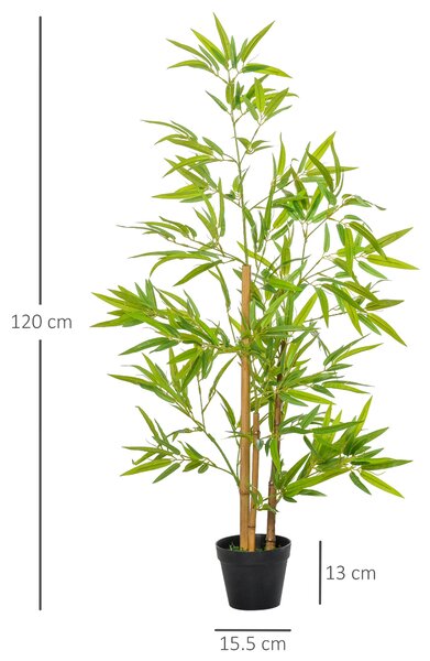 Set 2 Plante de Bambus Artificiale in Ghiveci de 120cm, Decoratiune pentru Casa, Birou, Interior si Exterior Outsunny | Aosom Romania
