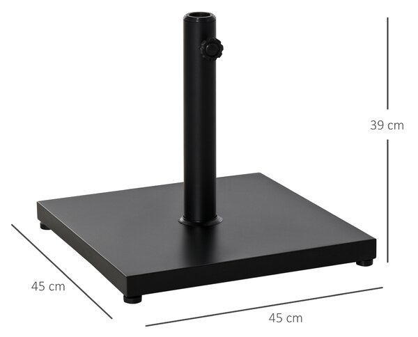 Baza de Umbrelă Pătrată Outsunny pentru Stâlpi Diferite Dimensiuni Φ3/3.5/3.8, Suport Robust 45x45x39cm, Negru | Aosom Romania