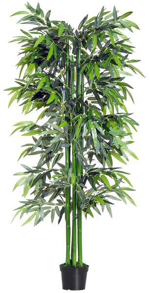 OutSunny Plantă de Bambus Artificială în Ghiveci, Plantă Decorativă pentru Casă, Birou, Interior și Exterior, Ф2.5x180 cm, Verde | Aosom Romania