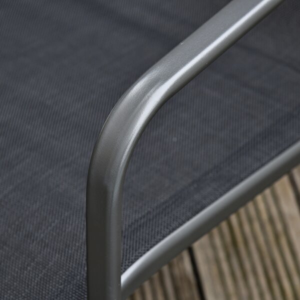 Outsunny Set Masă Bancă si 2 Scaune de Gradina, Mobilier de Exterior din Metal si Textilen, Neagra | Aosom Romania