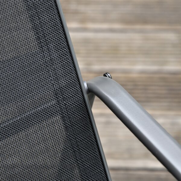 Outsunny Set Masă Bancă si 2 Scaune de Gradina, Mobilier de Exterior din Metal si Textilen, Neagra | Aosom Romania
