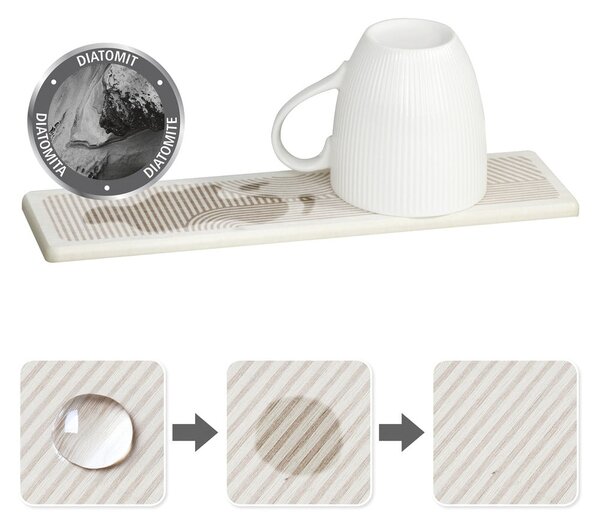 Scurgător de vase bej din diatomit 30x8 cm Damon – Wenko