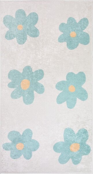 Covor pentru copii verde mentă/fildeș lavabil 60x100 cm Cute Flowers Green – Vitaus