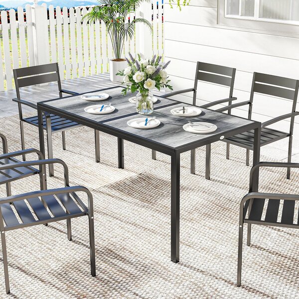 Outsunny Masă de grădină exterior pentru 6 persoane, balcon pentru terasă, pentru dining în aer liber | Aosom Romania