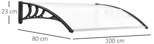 Outsunny Copertină din Policarbonat, Acoperiș pentru Ușă sau Fereastră Impermeabilă Anti-UV, 120x80x23 cm, Negru | Aosom Romania