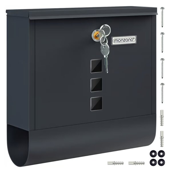 Cutie poștală cu tub pentru ziare POST, 30,5x10x33,5cm, antracit Monzana