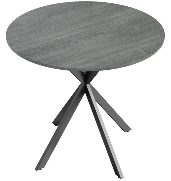 HOMCOM Masă rotundă de dining în stil industrial, cu picioare în cruce din oțel, Ø80 x 75 cm, gri | Aosom Romania
