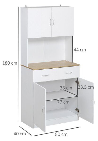 Bufet de bucatarie cu dulapuri HOMCOM, 80x40x180cm, alb | Aosom Romania