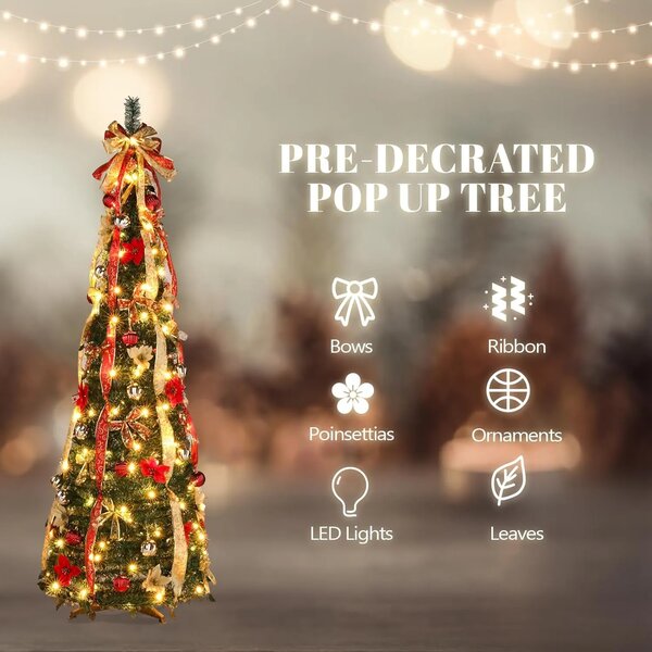 Merrypine™ Pom De Crăciun Pliabil Pre-decorat, Argintiu
