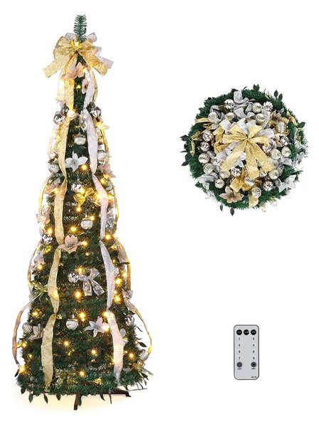Merrypine™ Pom De Crăciun Pliabil Pre-decorat, Argintiu