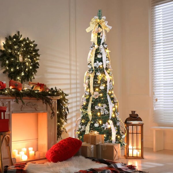 Merrypine™ Pom De Crăciun Pliabil Pre-decorat, Argintiu