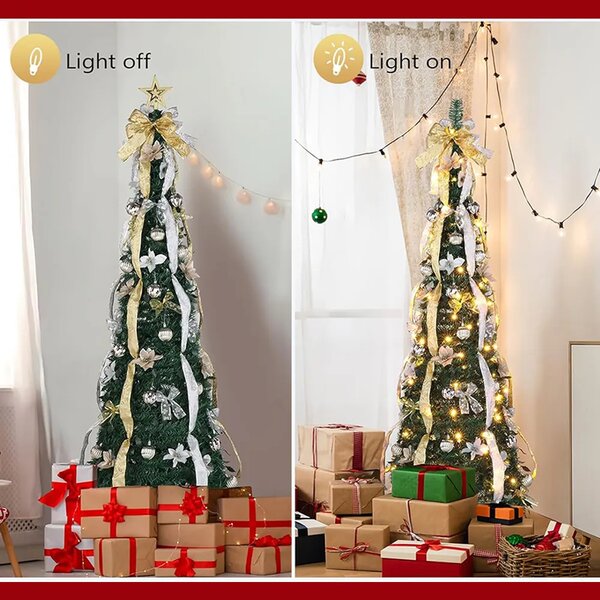 Merrypine™ Pom De Crăciun Pliabil Pre-decorat, Argintiu