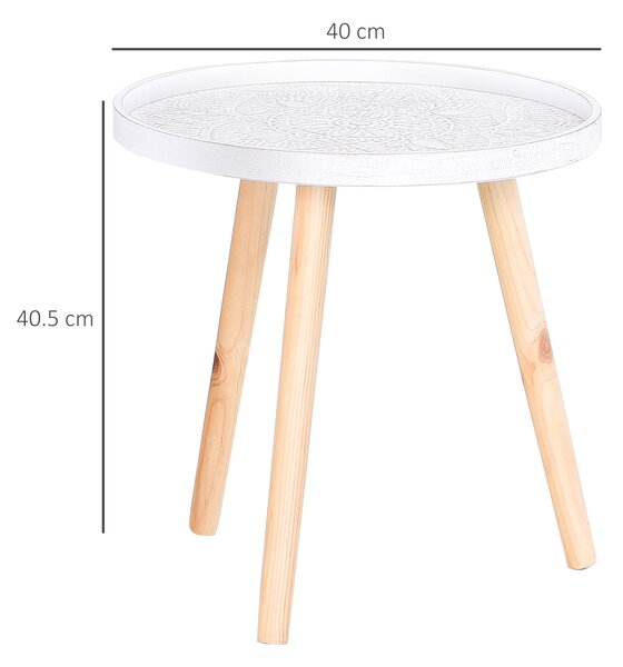 Masuta de Salon Moderna Rotunda HOMCOM, Masuta de Cafea cu Margine Ridicata si Trei Picioare, pentru Camera si Sufragerie, din Lemn Alb si Auriu