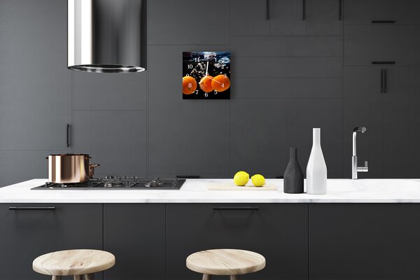 Ceas de perete din sticla pătrat Portocale fructe Orange