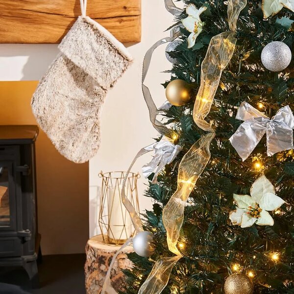Merrypine™ Pom De Crăciun Pliabil Pre-decorat, Argintiu
