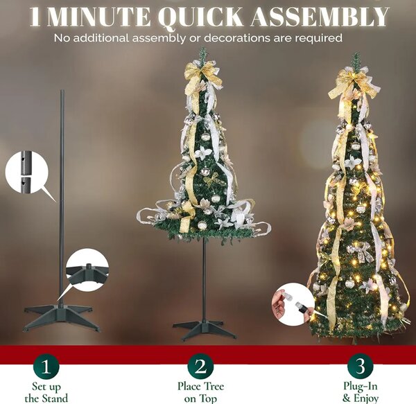 Merrypine™ Pom De Crăciun Pliabil Pre-decorat, Argintiu