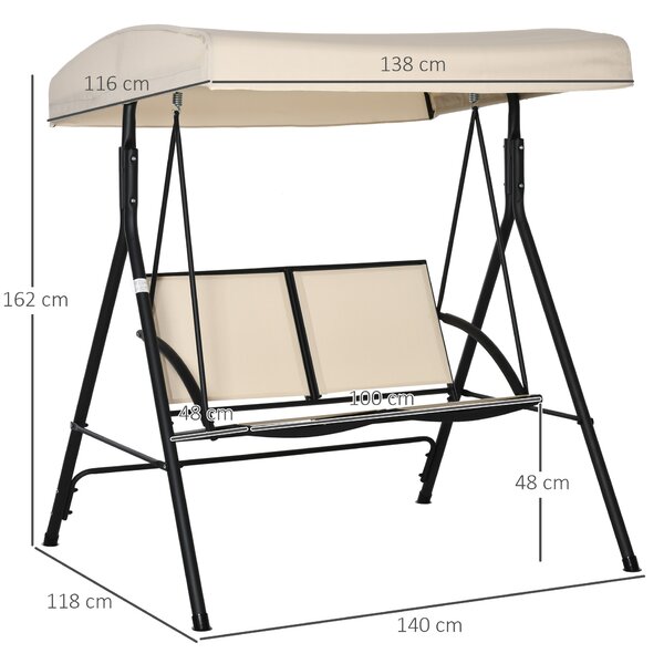 Outsunny Balansoar cu 2 Locuri de Gradina pentru Exterior, 140x118x162cm Bej | Aosom Romania