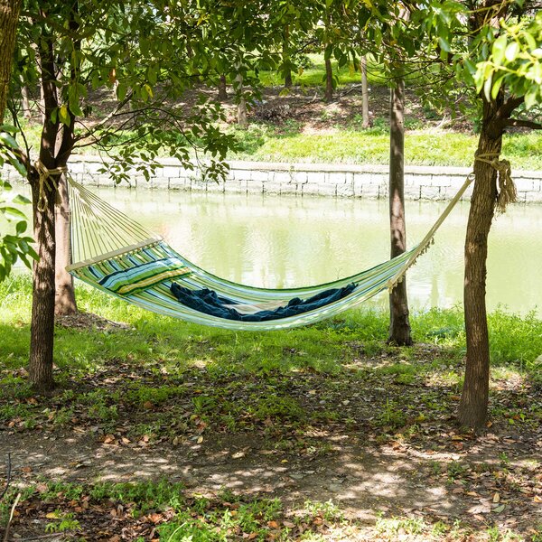 Outsunny Hamac de Grădina pentru Relaxare, 1-2 Persoane, din Bumbac și Poliester, cu Pernă Detașabilă, 400x140 cm | Aosom Romania