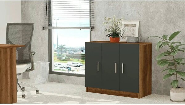 Comoda 956LCS1501, nuc/gri, PAL melaminat, 89x38x74 cm