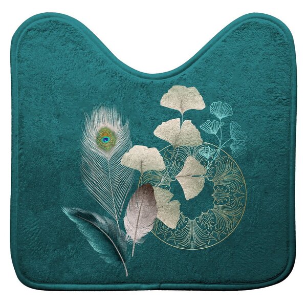 Covoraș de baie turcoaz pentru WC 45x45 cm Ginkoblue – douceur d'intérieur