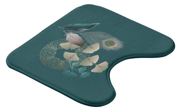 Covoraș de baie turcoaz pentru WC 45x45 cm Ginkoblue – douceur d'intérieur