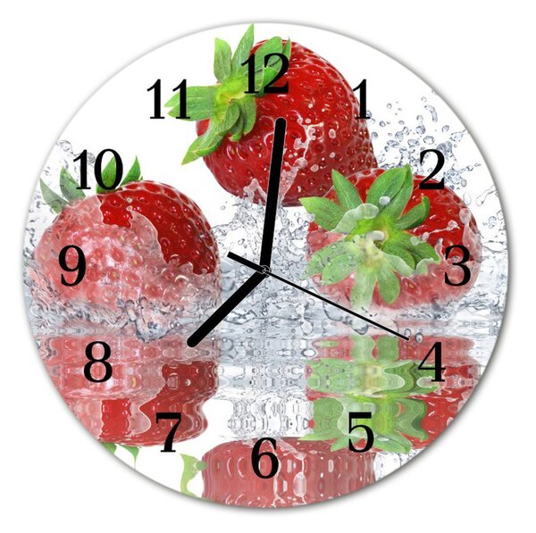 Ceas de perete din sticla rotund Căpșuni Bucătărie Roșu