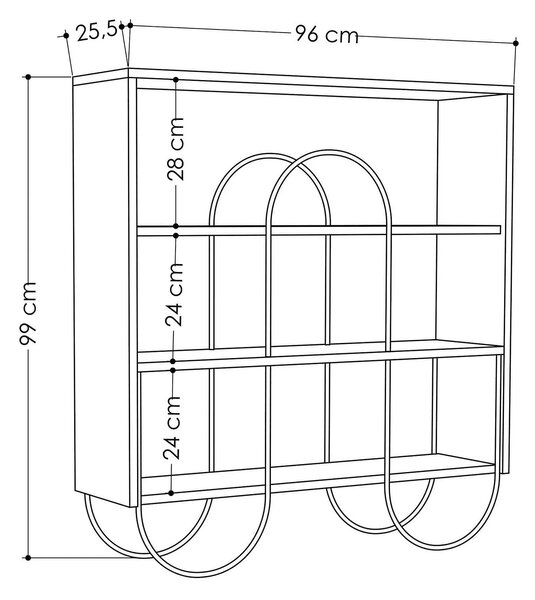 Consola NORFOLK, alb/negru, PAL melaminat/metal, 96x26x99 cm