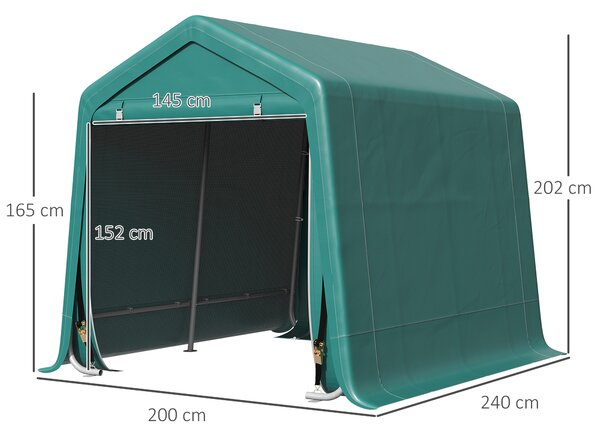 Copertina pentru masini Outsunny pentru Exterior 2,4x2m, Tesatura PE, Verde | Aosom Romania