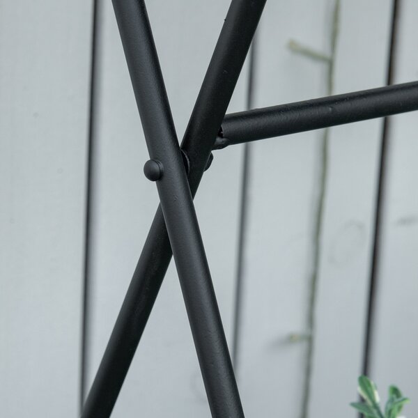 Outsunny Suport Metalic Pliabil pentru Plante, 3 Ghivece Incluse, Design Compact, 47x37x78.5 cm, Negru | Aosom Romania