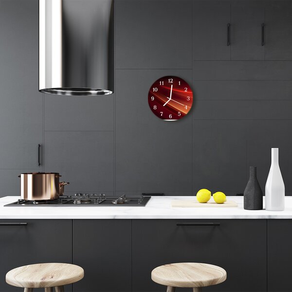 Ceas de perete din sticla rotund Abstract Art negru, portocaliu