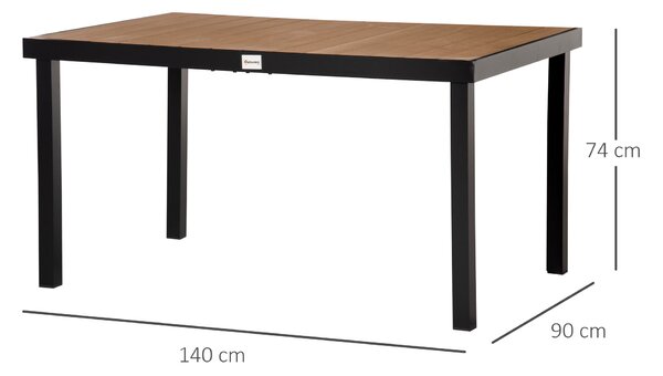 Masa de gradina Outsunny pentru 6 Persoane din Aluminiu, Negru | Aosom RO