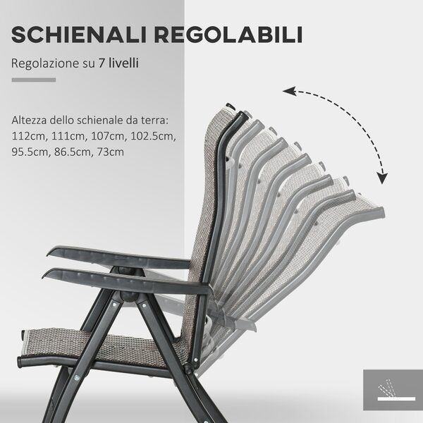 Outsunny Set Mobilier de Grădină 2 Scaune Pliabile din Ratan și Oțel cu Spătar Reglabil pentru Terasă, Balcon, 71x58x111 cm, Negru | Aosom Romania