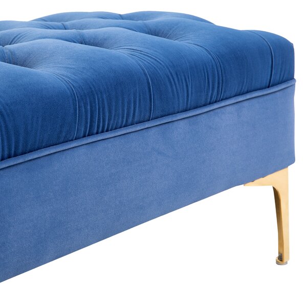 HOMCOM Bancă Hol, Bancă la Capătul Patului din Catifea Albastru Închis, Design Modern cu Picioare Metalice Aurii, 118x45x42cm | Aosom Romania