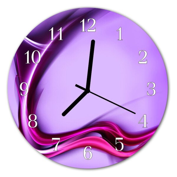 Ceas de perete din sticla rotund Abstract Art Purple