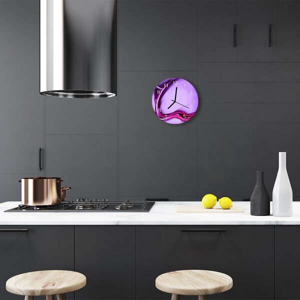 Ceas de perete din sticla rotund Abstract Art Purple