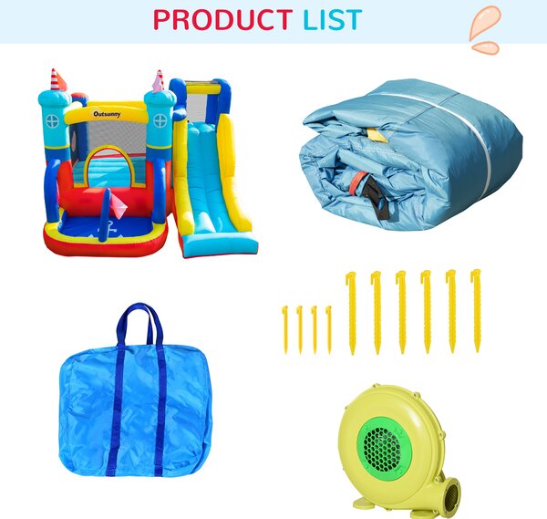 Castel Gonflabil 4 in 1 Outsunny pentru Copii de la 3 la 8 ani cu Tobogan, Trambulina, Piscina si Pompa inclusa, 265x260x200cm | Aosom Romania
