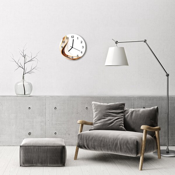 Ceas de perete din sticla rotund Rezumat Abstract Art Brown