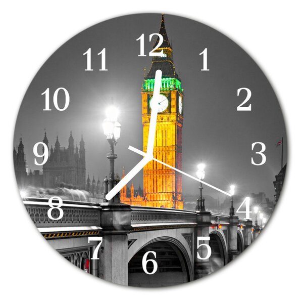 Ceas de perete din sticla rotund Big Ben Big Ben Gray