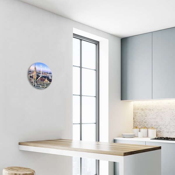 Ceas de perete din sticla rotund Skyline băuturi Multi-colorat