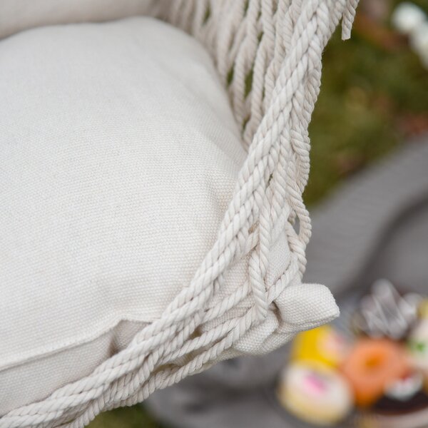 Outsunny Hamac Shabby Chic din Franghie pentru Interior și Exterior, Design Elegant, Alb, Perfect pentru Relaxare | Aosom Romania