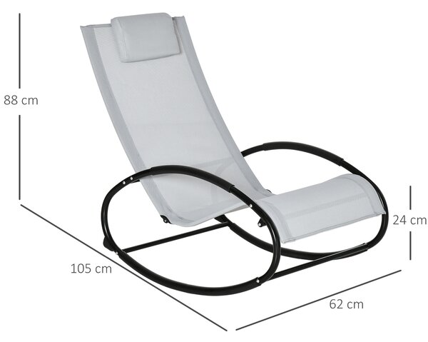 Outsunny Sezlong Ergonomic Zero-Gravity, Design Modern cu Pernă, Material Tesatura Confortabil, Gri | Aosom Romania