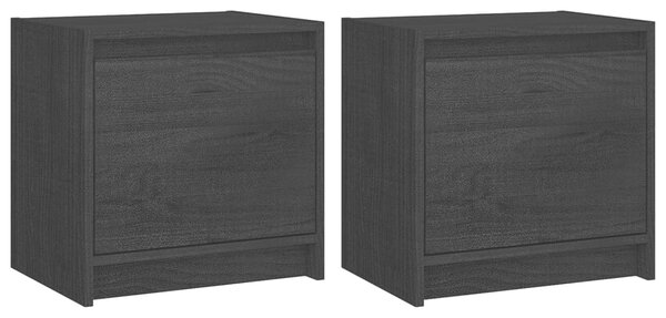 Noptiere, negru, 2 buc., 40x30,5x40 cm, lemn masiv de pin