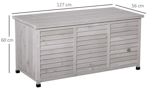 Outsunny Banca Conteiner de depozitare pentru extern si Gradina in Lemn, Gri 127Lx56Lx60Hcm | Aosom Romania