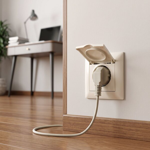 Priză simplă cu împământare și clapetă OSTE JNH005-G Beige