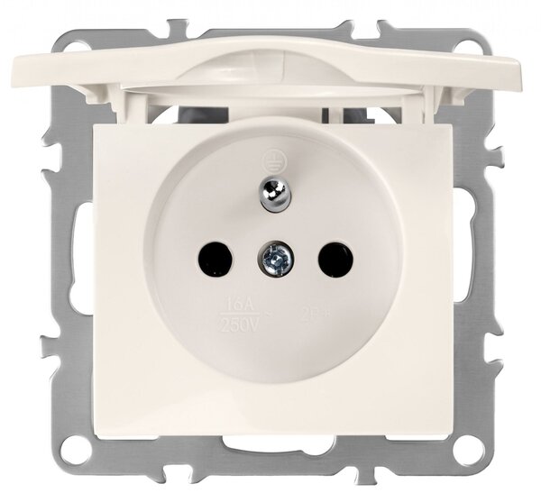 Priză simplă cu împământare și clapetă OSTE JNH005-G Beige