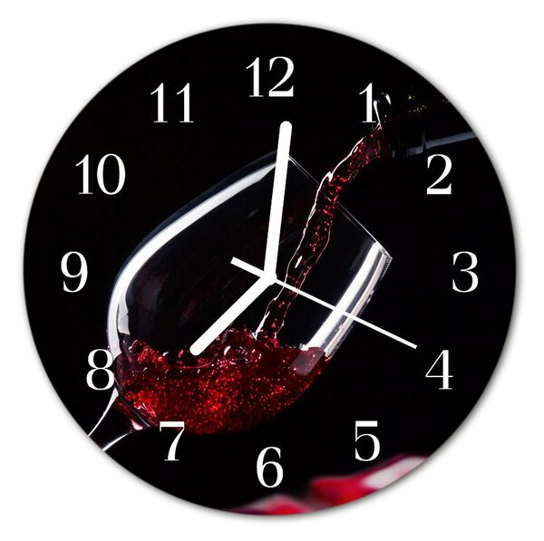 Ceas de perete din sticla rotund Vin Alimente și băuturi negru